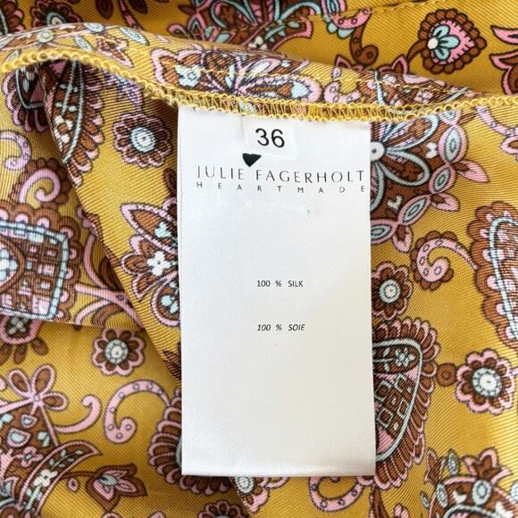 Julie Fagerholt Heartmade Silk Maxi Dress Medium Yellow - Picture 10 of 11